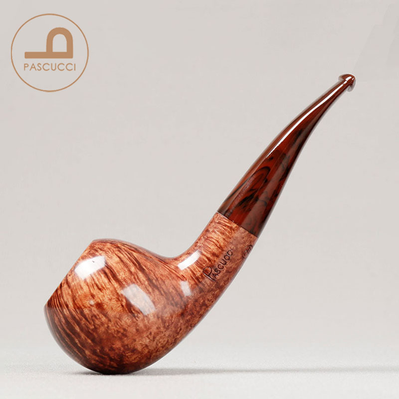 意大利帕斯库奇 深色光面苹果微弯 P2级别 3mm 手工石楠木烟斗