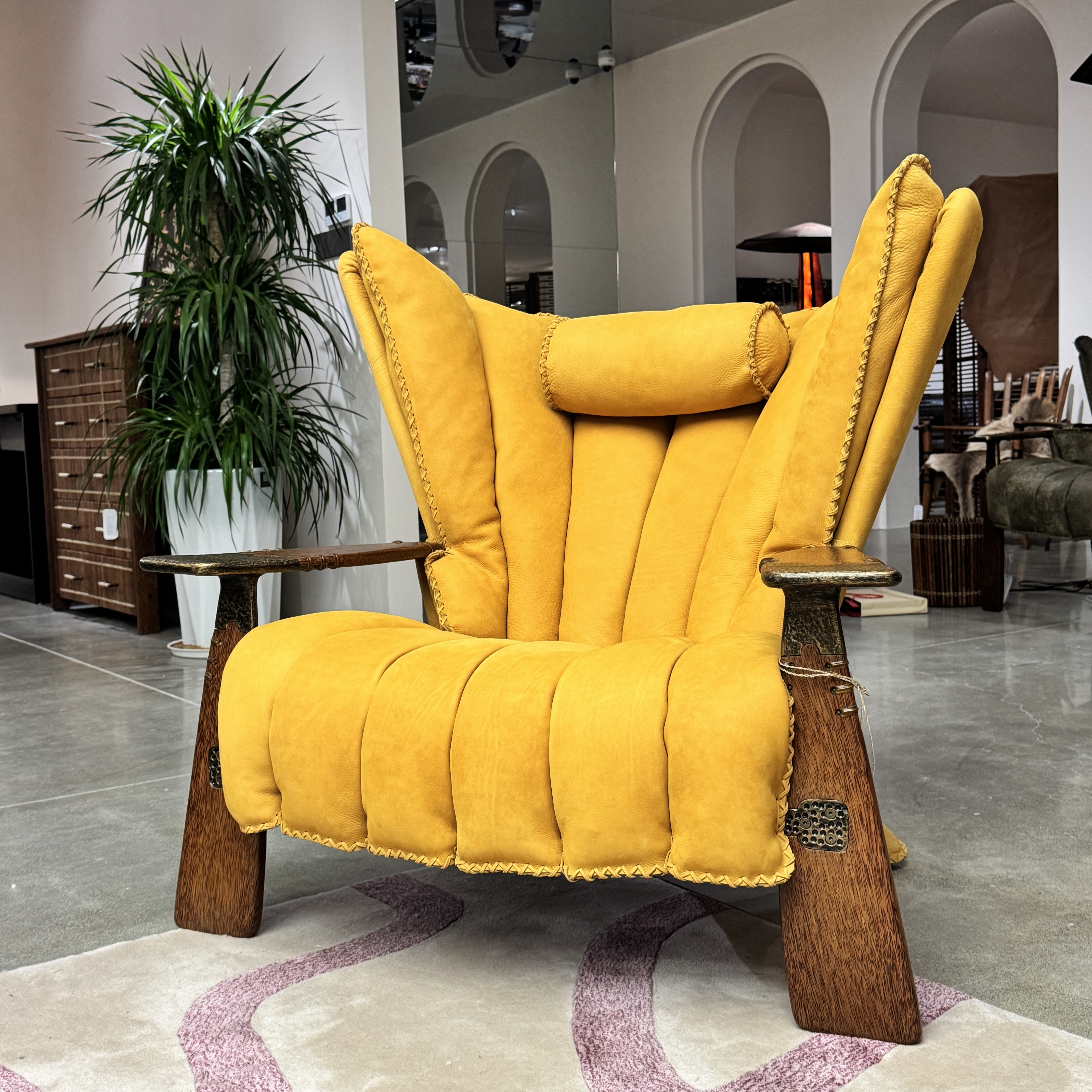 PACIFICGREEN（正品）塔斯单人沙发椅椰木手工家用真皮沙发艺术椅