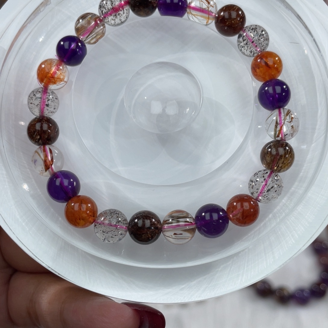 手串水晶未镶嵌888黑加仑超七水晶8m+