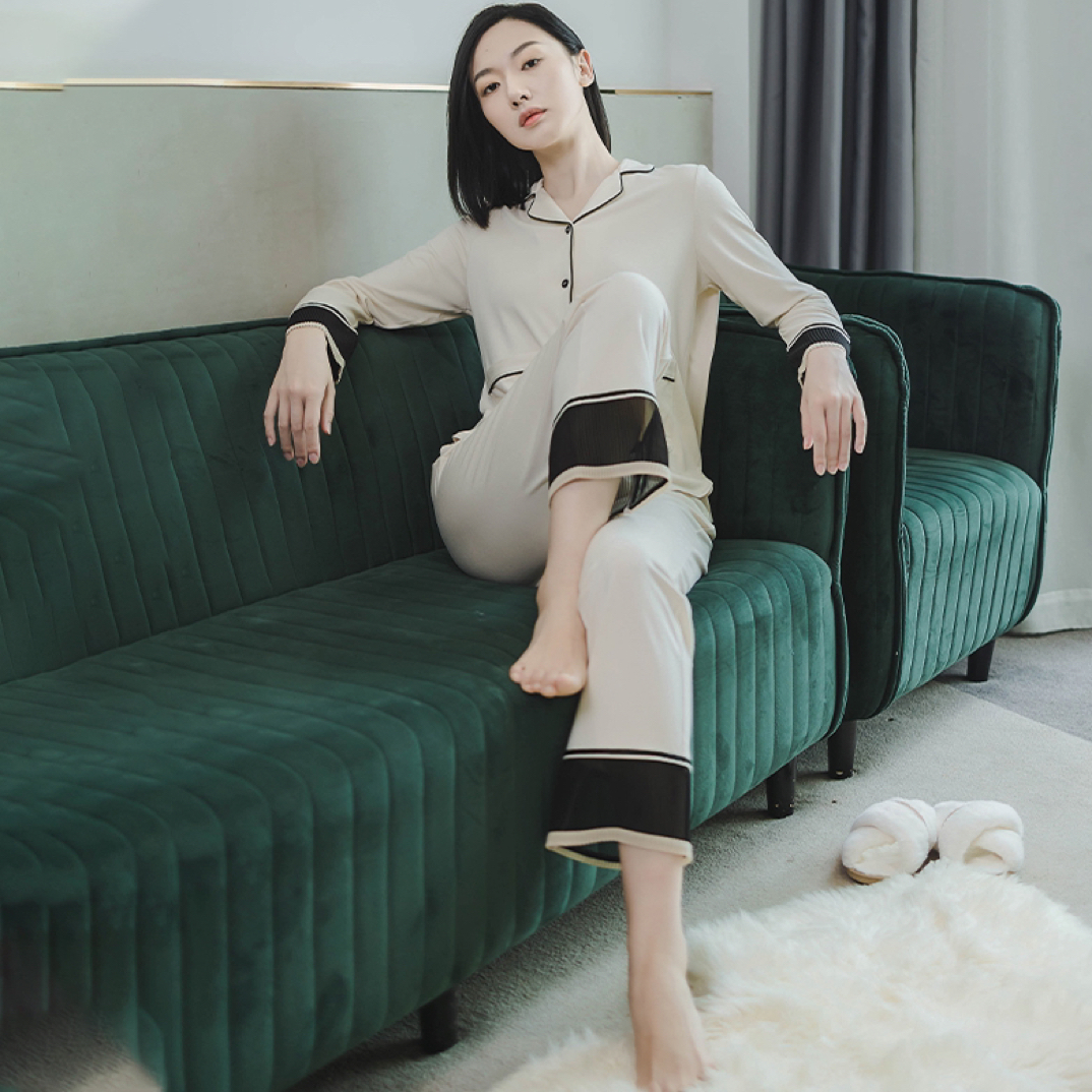 【三合竹衣】女士优雅磨毛家居服套装