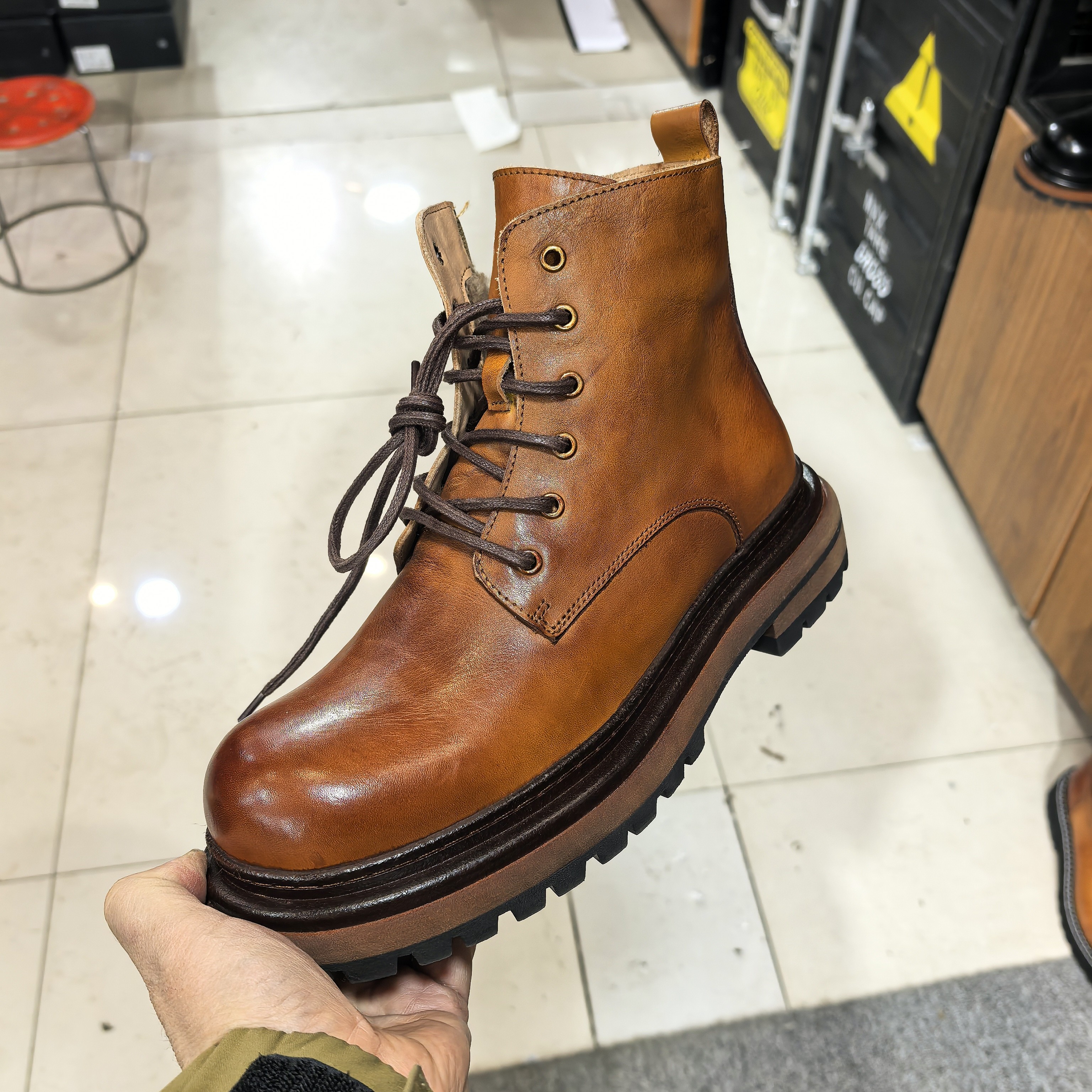 学院风英伦四季通用高帮鞋时装靴皮靴圆头潮流