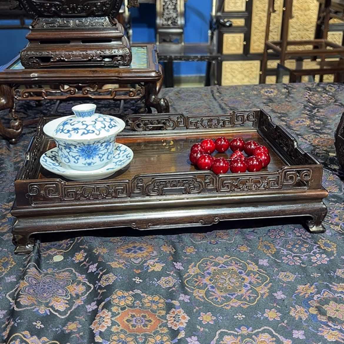 【闪购商品】红酸枝木类成套家具茶盘