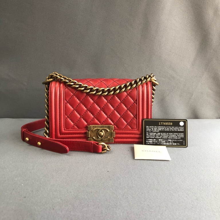 95新 Chanel/香奈儿 拾锦奢品 CHANEL香奈儿红色小号leboy单肩包