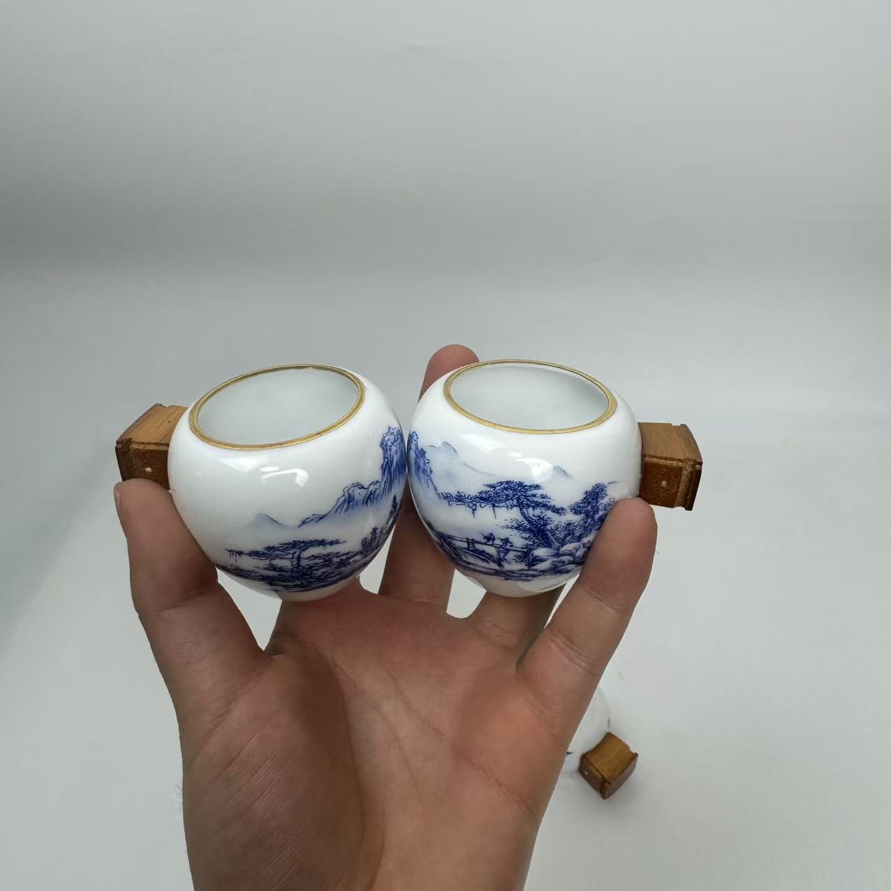 鸣中雀金边卷口杯【竹子杯把1.8丝距】图案随机广笼配件瓷杯
