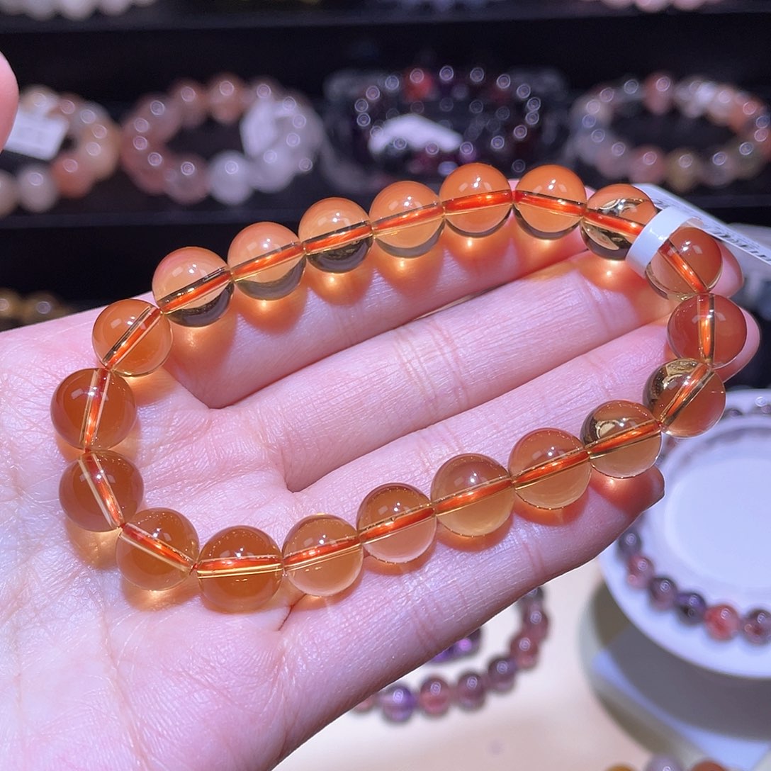 水晶手链未镶嵌黄水晶手链，晶体通透9.9