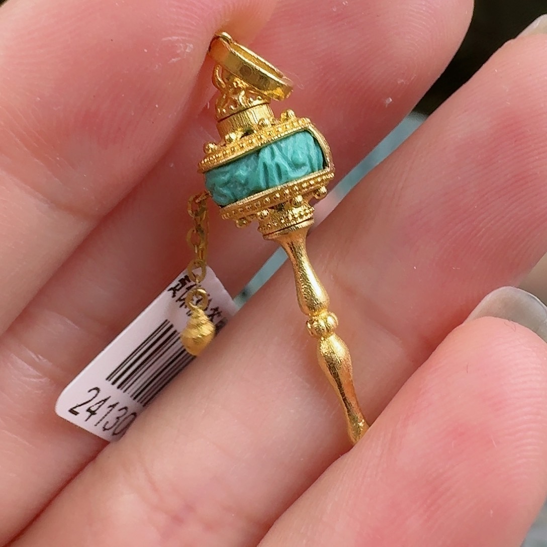 绿松石珠宝奇石18K金镶嵌