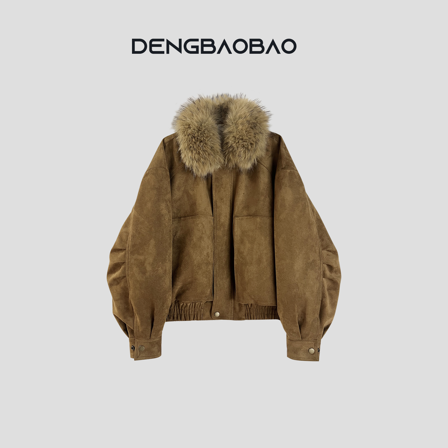 Dengbaobao 【都市拿铁】大毛领廓形保暖飞行员夹克羽绒服外套女冬