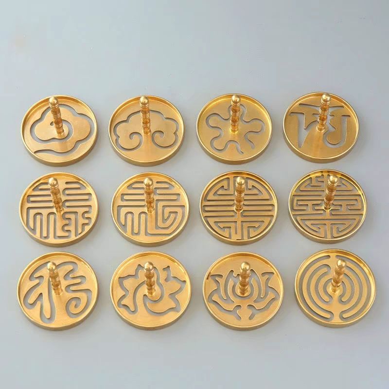 黄铜香篆打篆6cm香拓灰压入门香道用具品香炉工具香灰打香篆香模