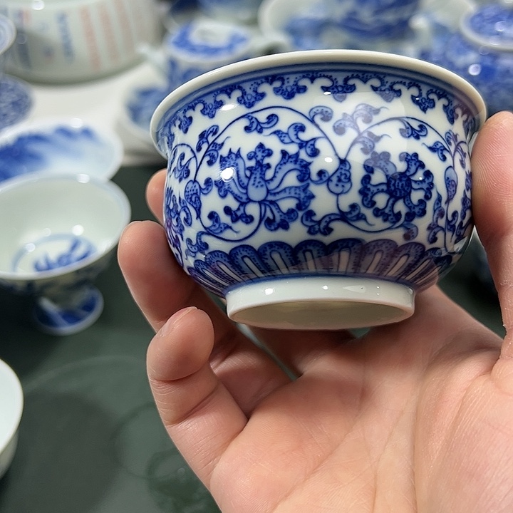 匠***道微瑕柴窑点工缠枝花卉碎片1