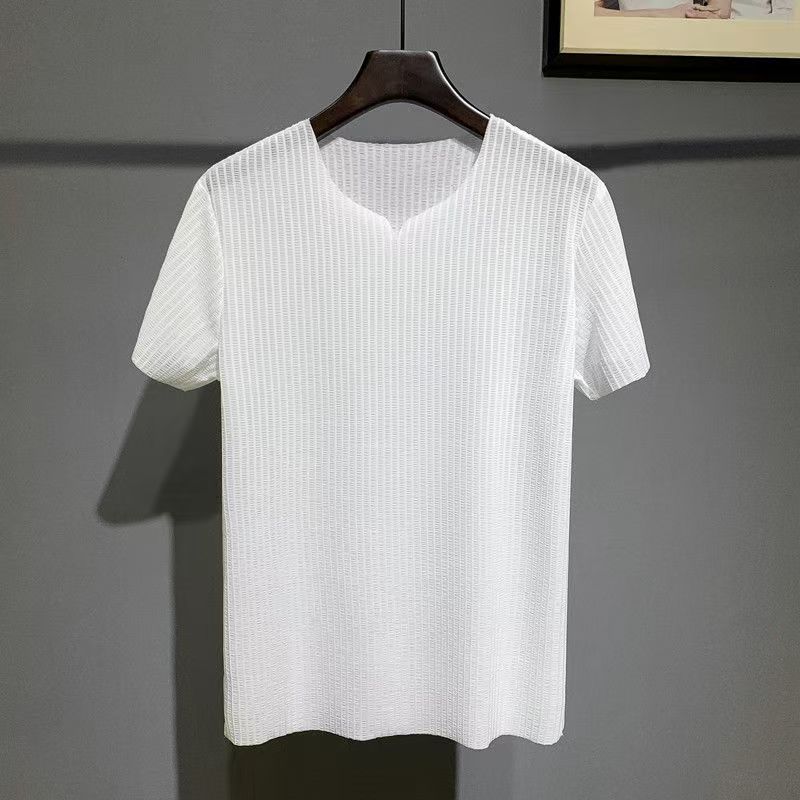 T545夏季修身男士短袖T恤清凉冰丝免烫打底衫无痕体恤衫