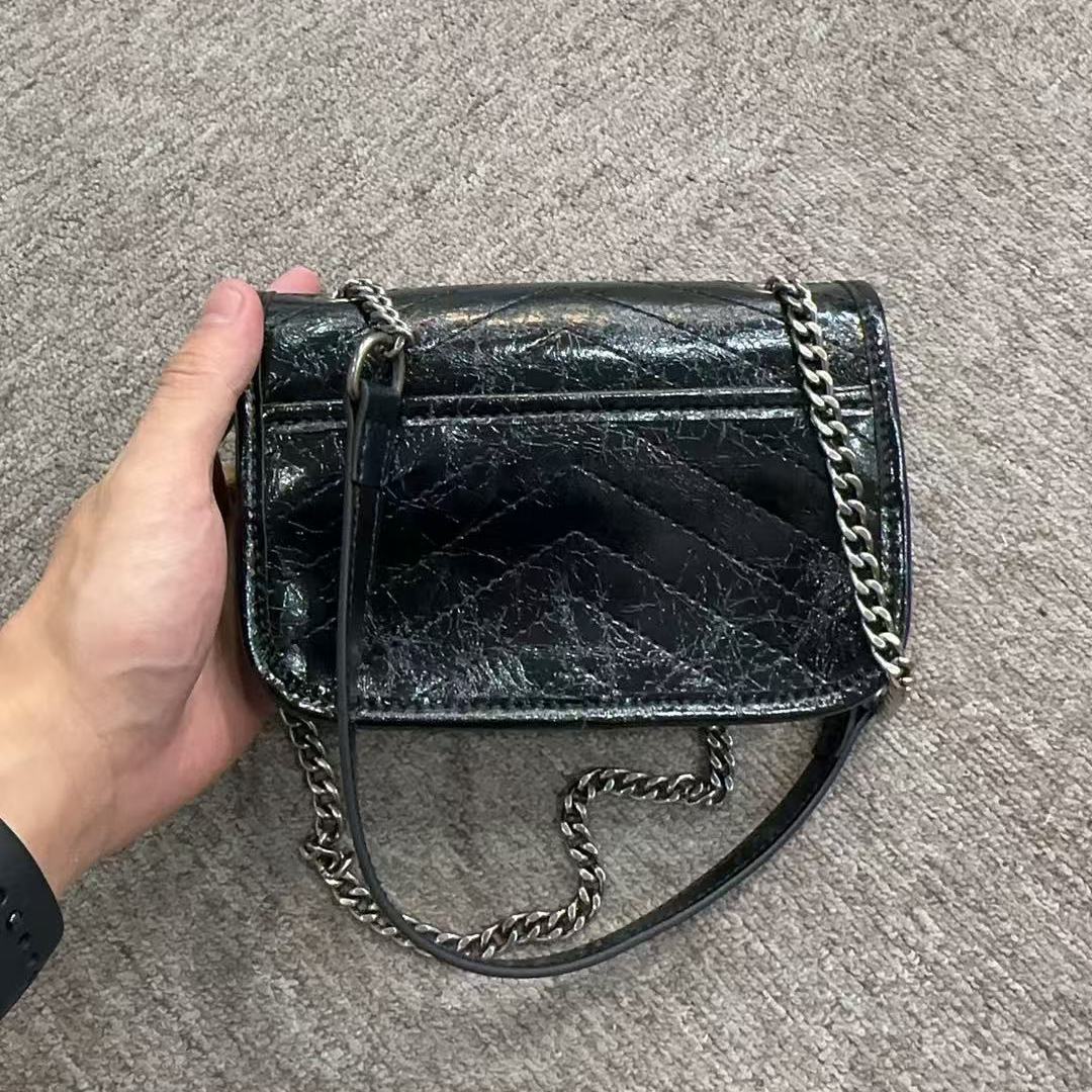 2025新款真皮女包10248-17.5cm黑色