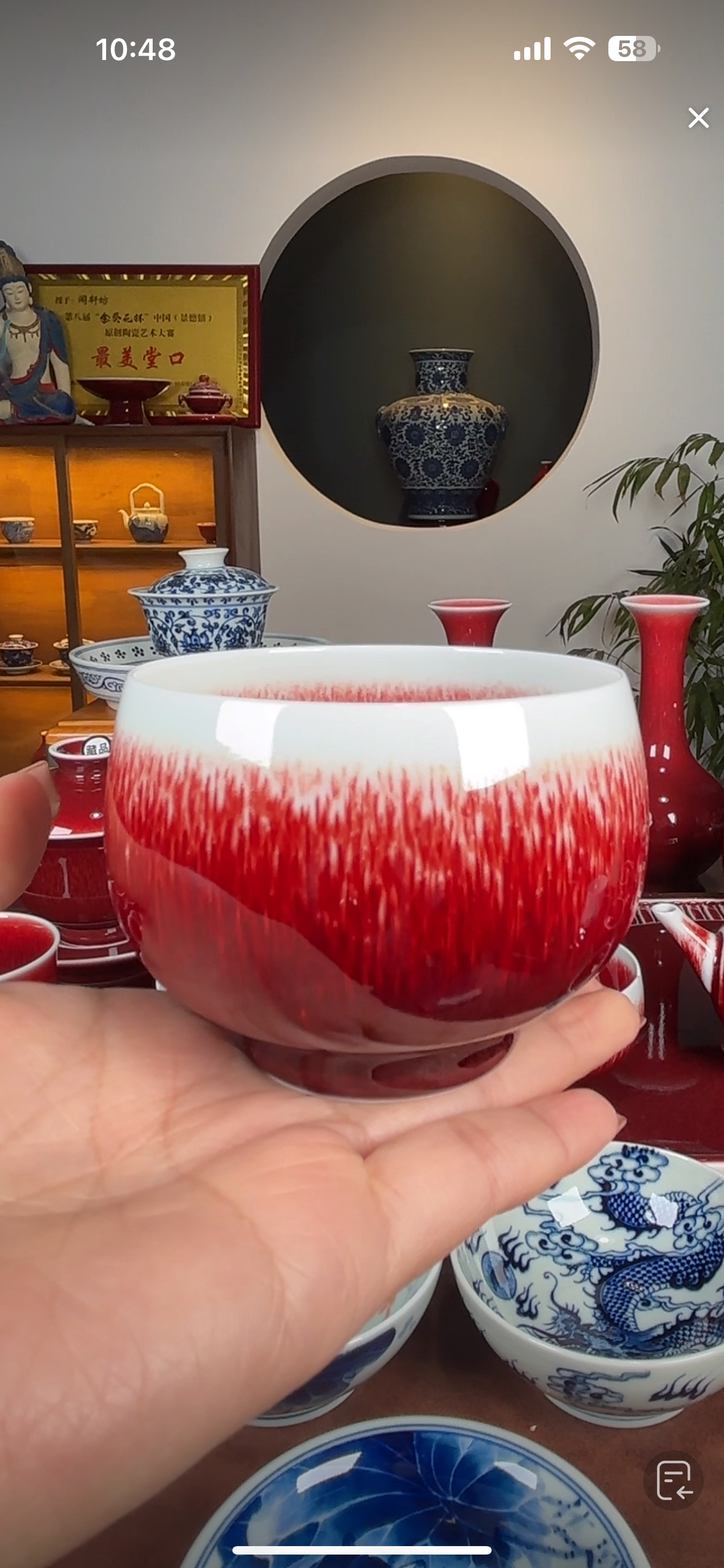 景德镇原矿郎红柴窑 罗汉杯