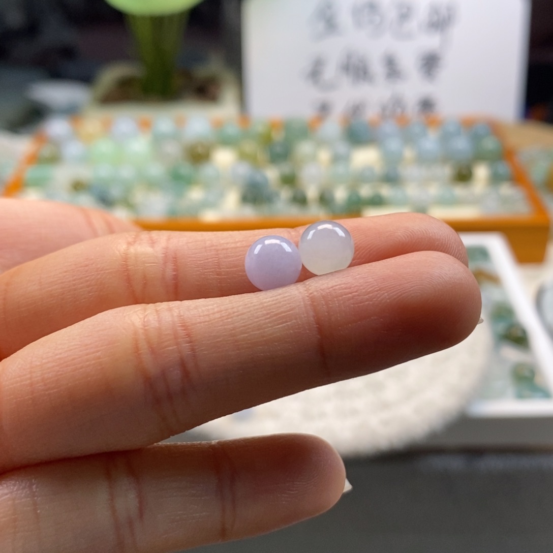 翡翠散珠李*头天然翡翠一对6.9