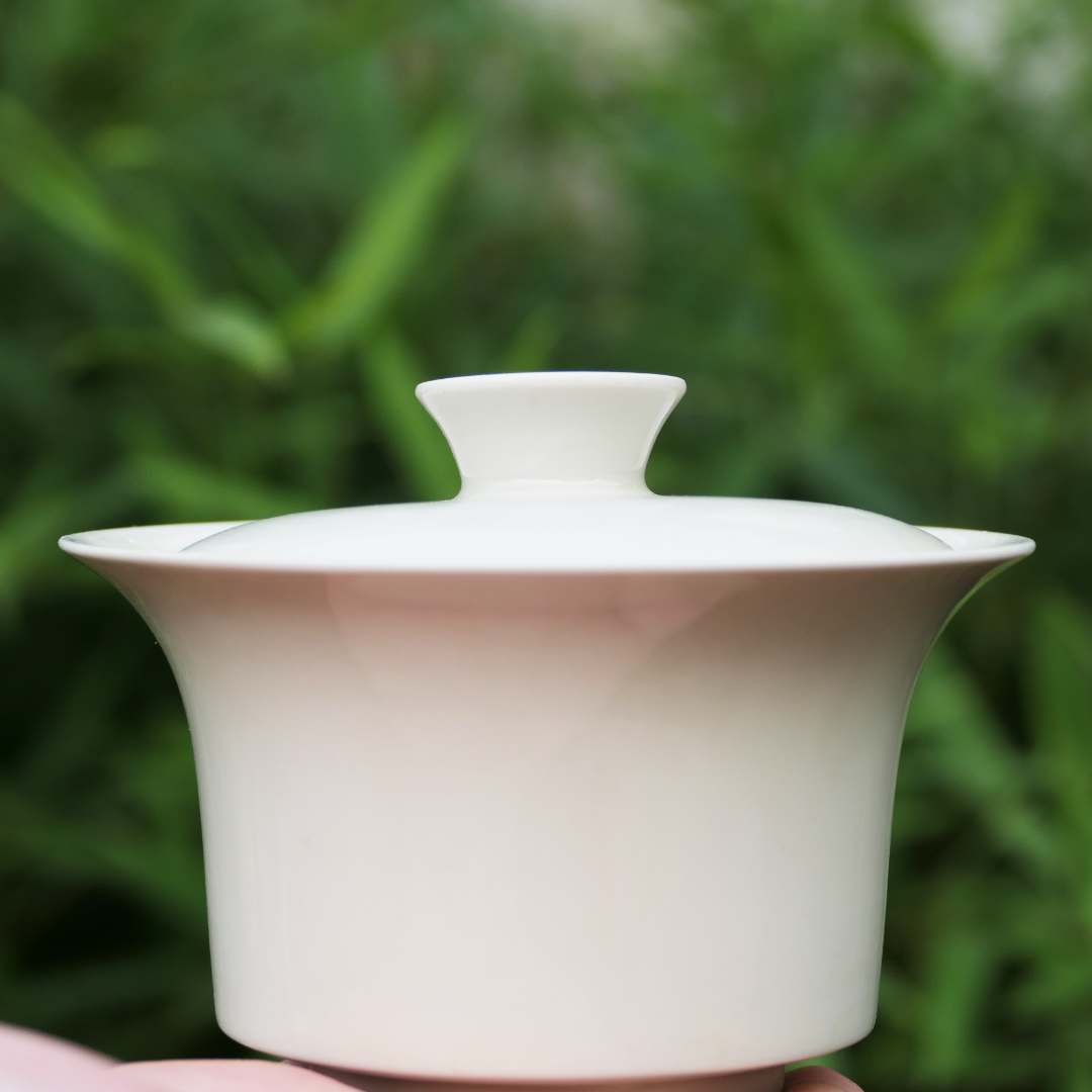 【微瑕品 介意者勿拍】定窑白瓷两才盖碗手工中式纯白简约茶盖碗