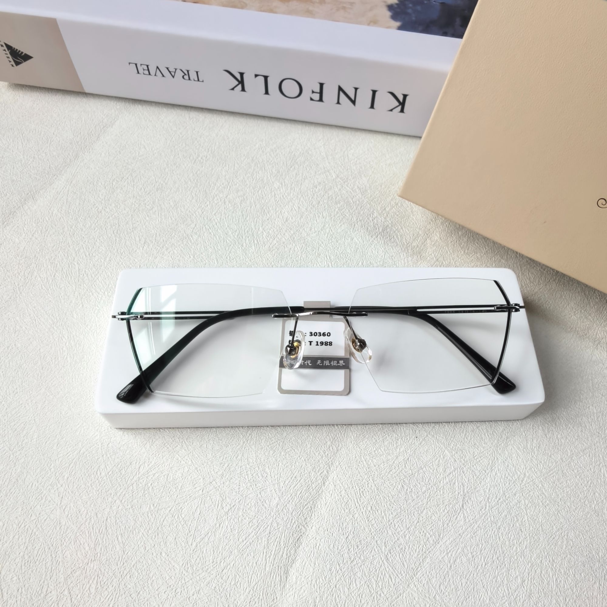 纯钛无框男近视配有度数黑边超轻多边形防蓝光潮男商务休闲T1988