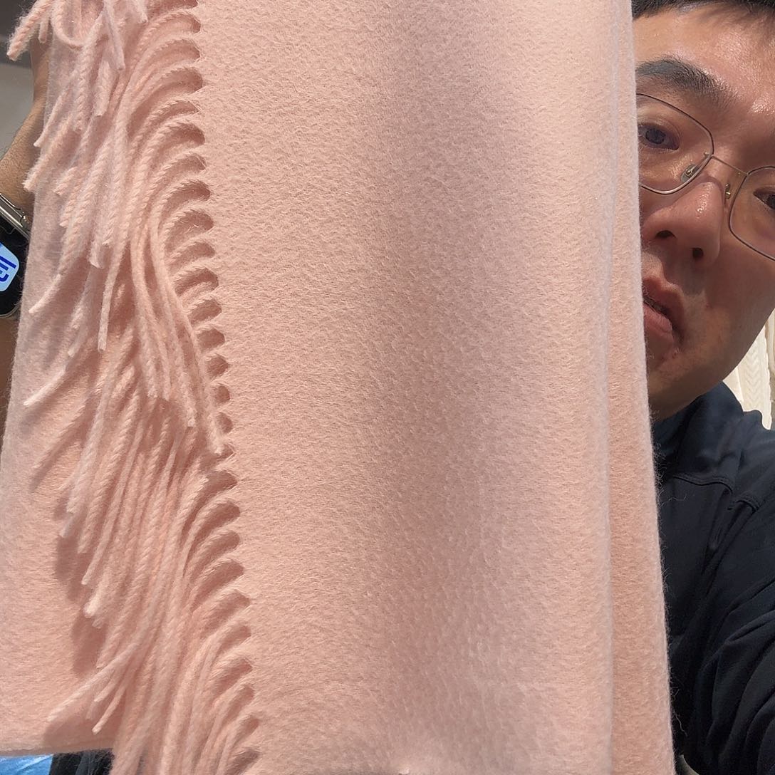 纯羊绒保暖围巾粉