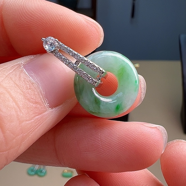 翡翠颈饰银S925镶嵌吊坠76