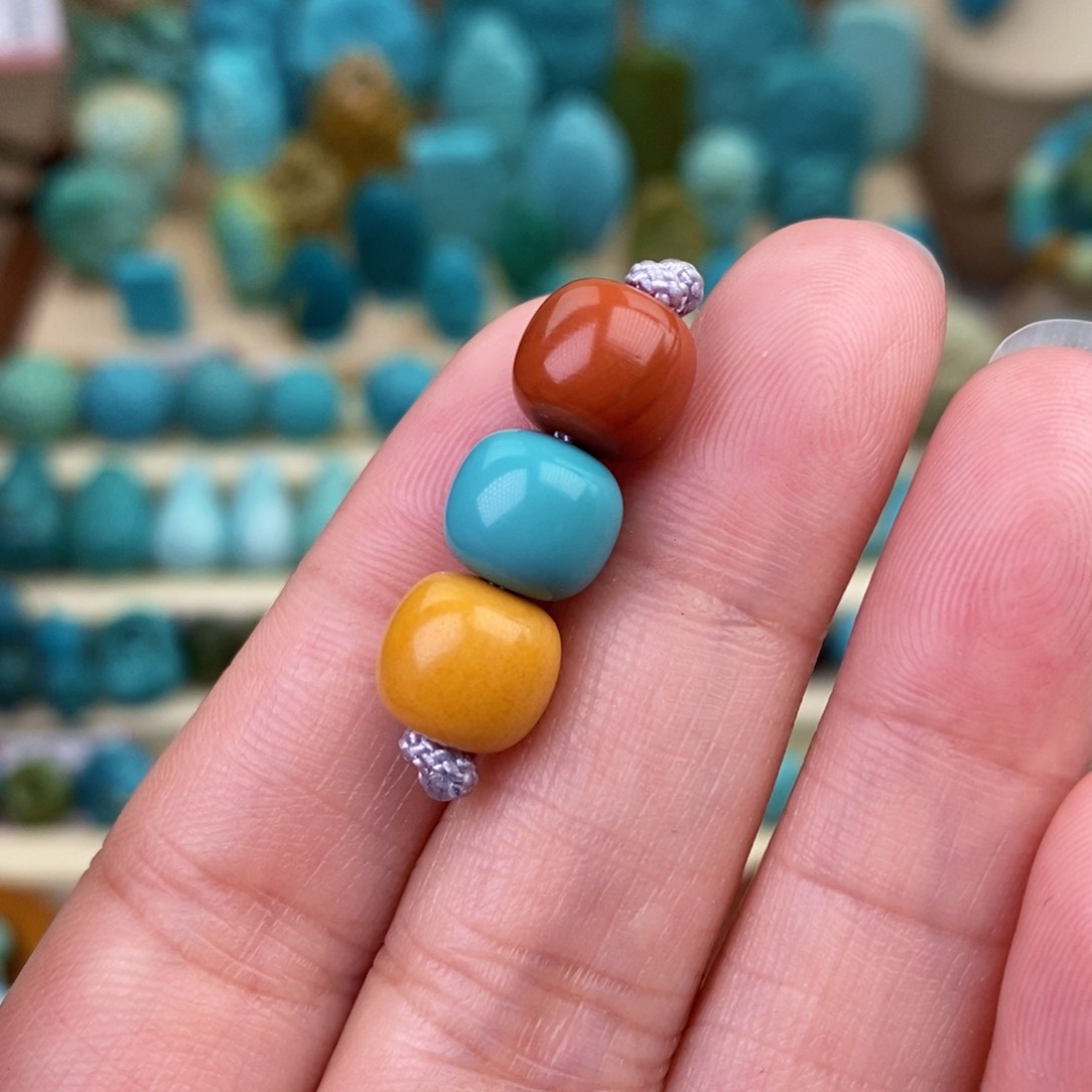 绿松石珠宝奇石未镶嵌9mm