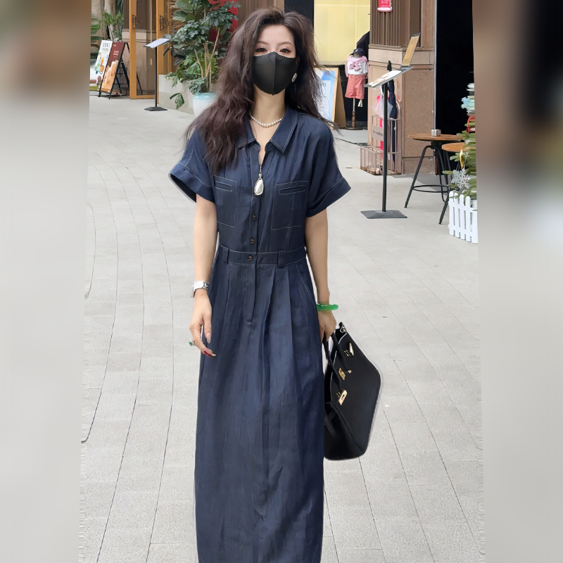 【Linda姐高端线】新款时尚气质收腰显瘦短袖连衣裙子AS6LJS0001