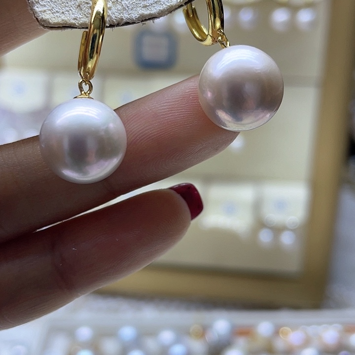 淡水珍珠耳饰银S925镶嵌