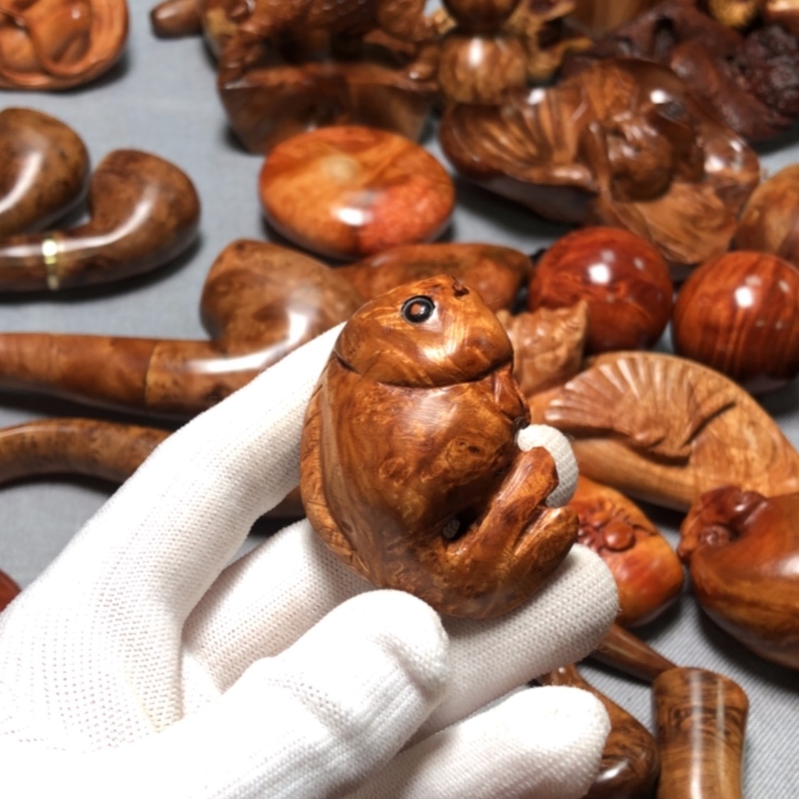 【闪购商品】木齐**肾麻梨疙瘩火琉璃手把件