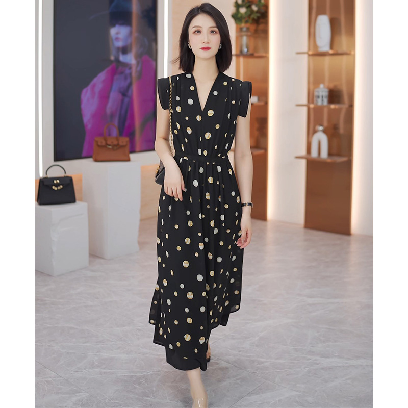 2025夏季新款女装连衣裙时尚气质优雅显瘦洋气波点裙子YHM2525