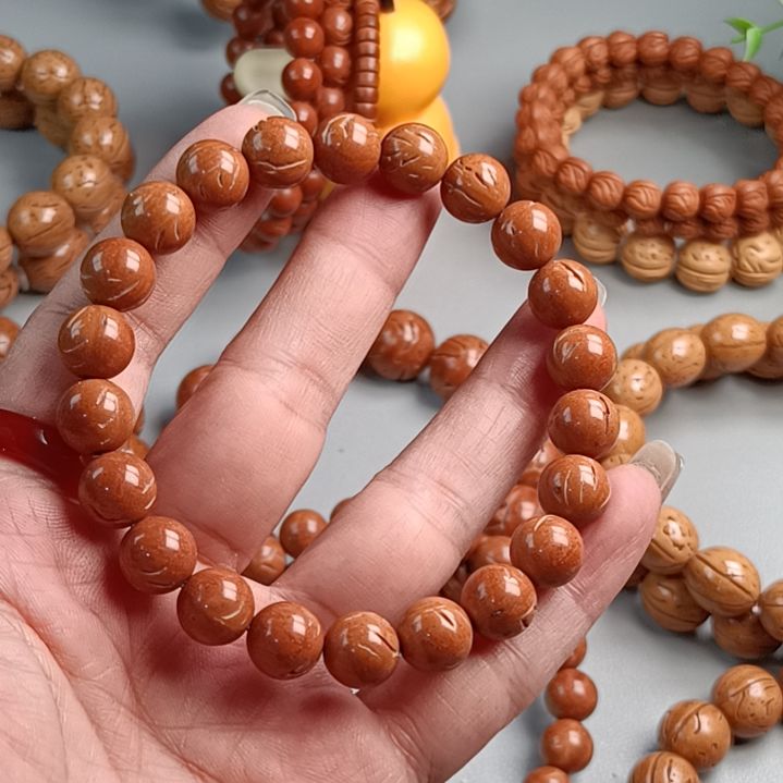 手串桃核火焰纹玻璃球10