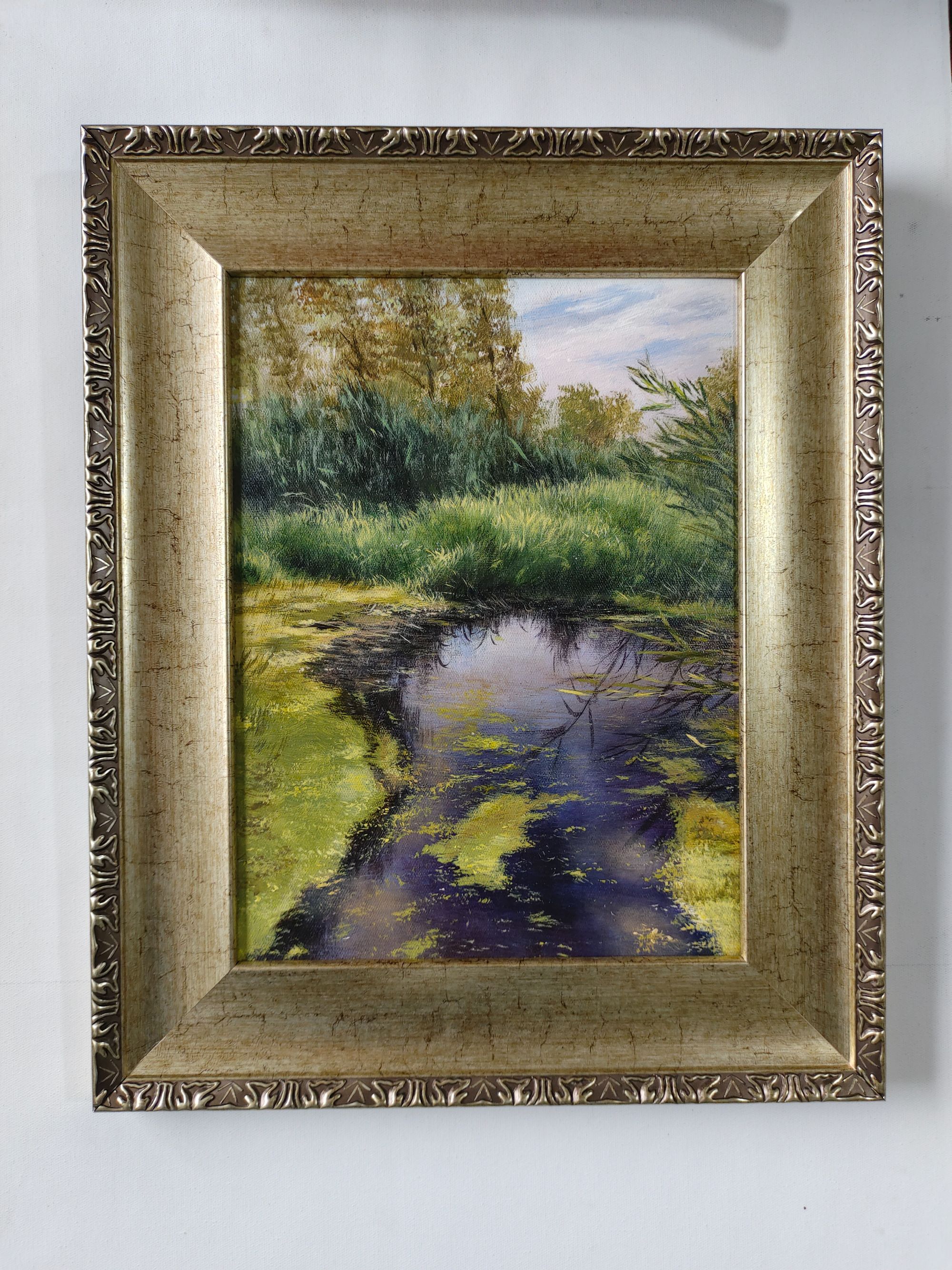 《池塘芦苇》装饰画适用于卧室客厅沙发背景墙挂画