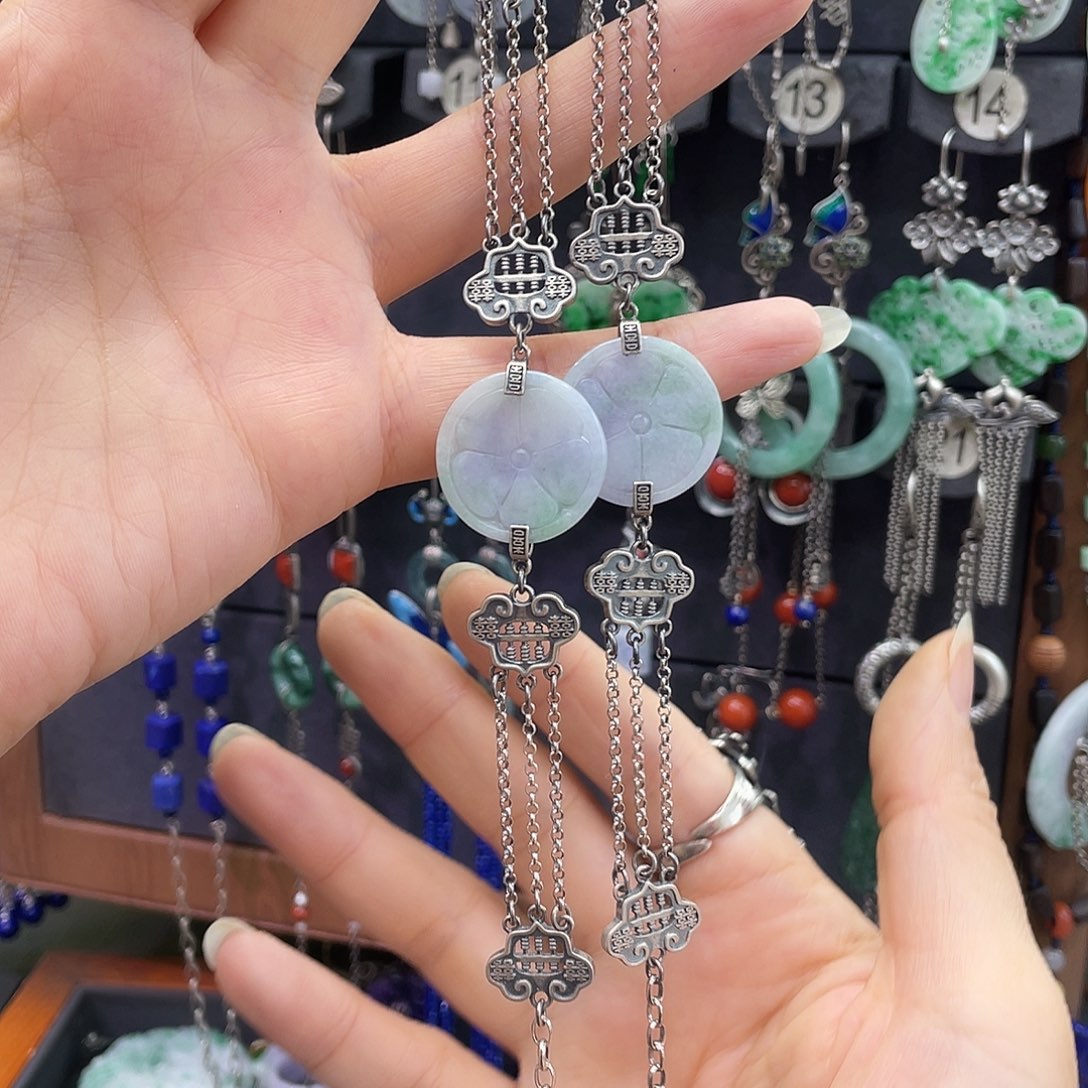 酉***麓翡翠银S925镶嵌耳饰255thhhh