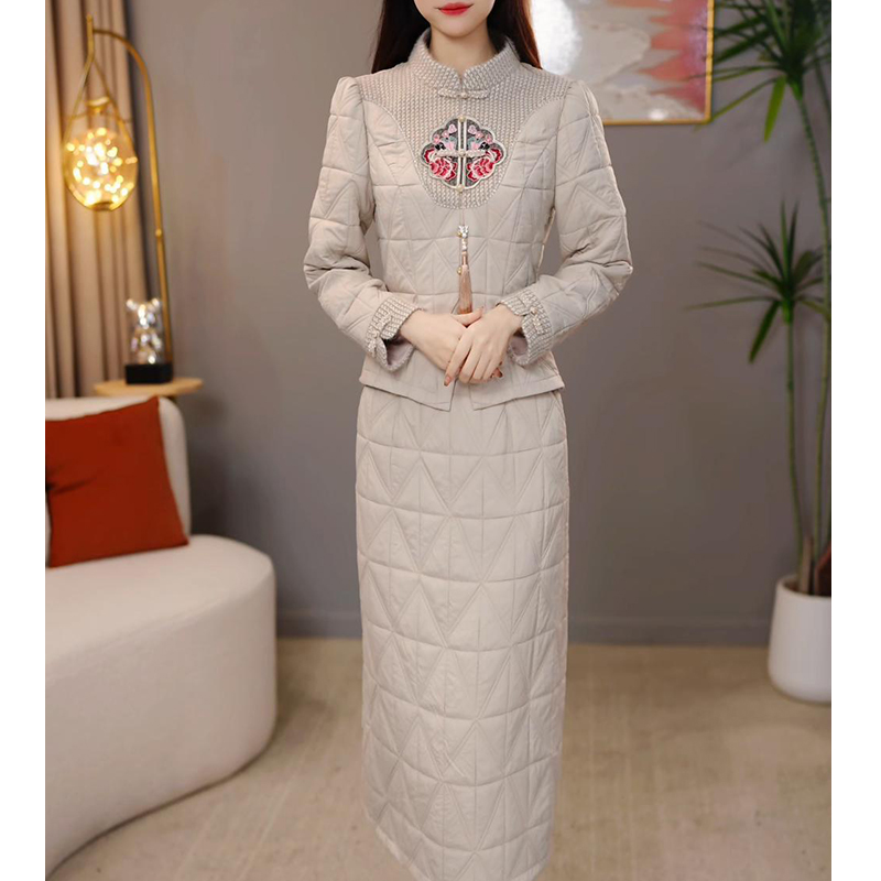 【冬季新品】C1376时尚高端中长款保暖棉服棉衣修身显瘦冬季潮流