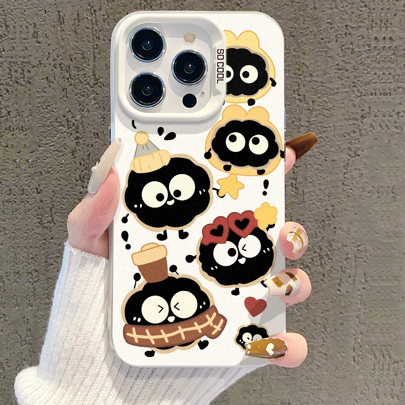 【米卡数码】ins风手机壳创意个性防摔保护套可爱卡通彩银小煤球