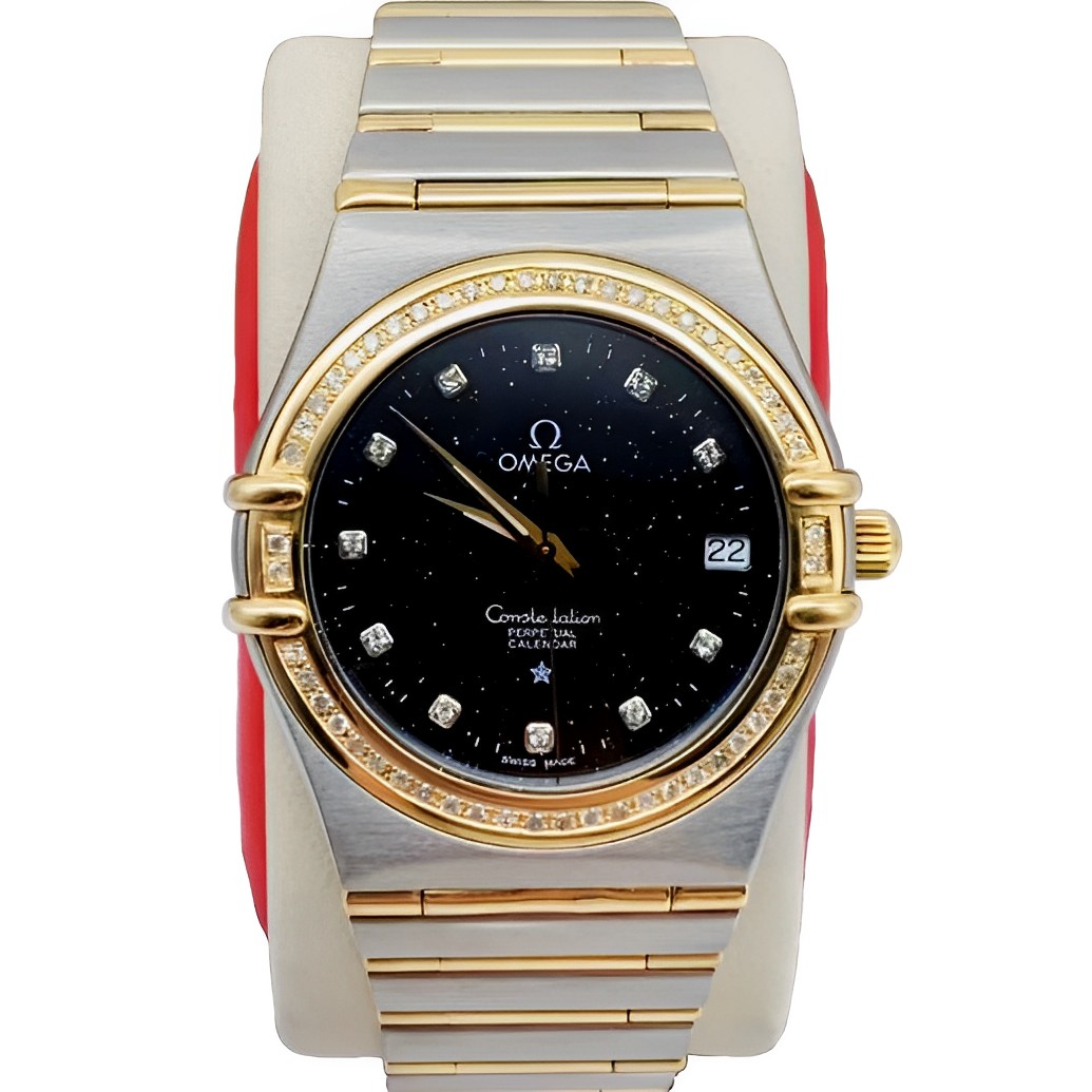 95新 Omega/欧米茄 35.5mm 星座后配盘后镶钻18K间金自动机械中性