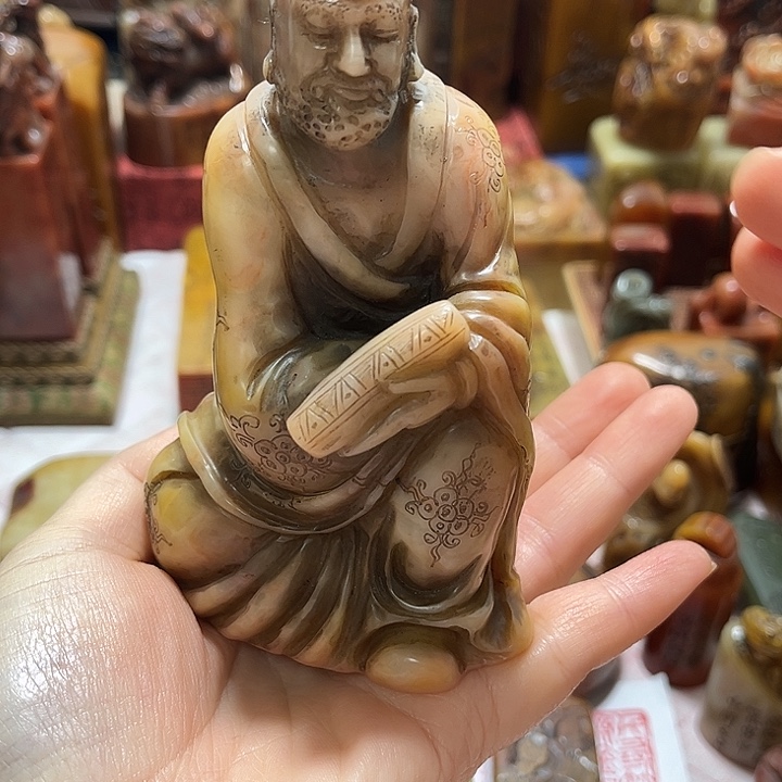 一***休瓷片印章达摩印章一方