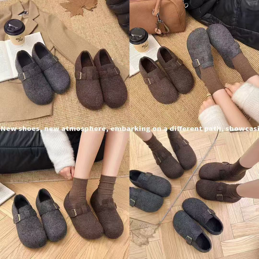 加绒勃肯鞋女2025新款秋冬软底舒适保暖棉鞋厚底博肯鞋子