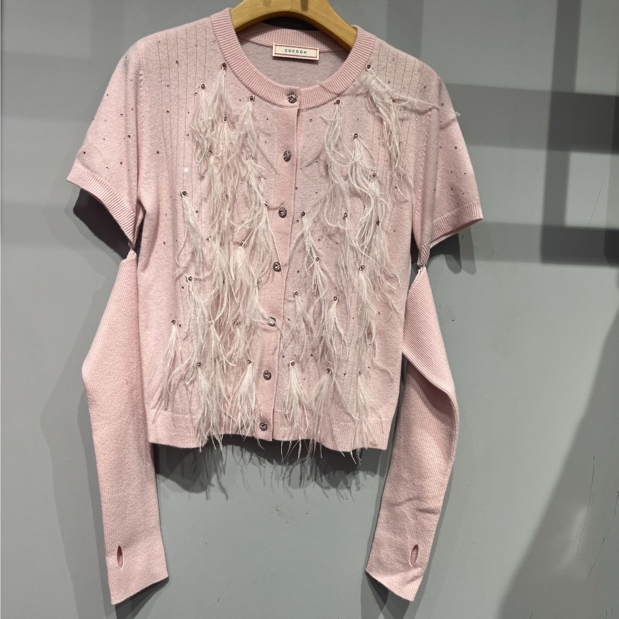 COCOON 可可尼 蕾丝羽毛拼接针织衫26年春26112BN312003——2988