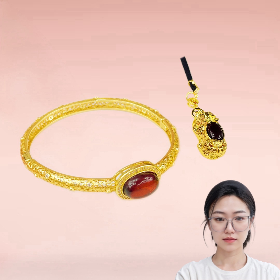 【梁总专属】时尚精美高端血珀合金手镯+貔貅吊坠【CM148135】