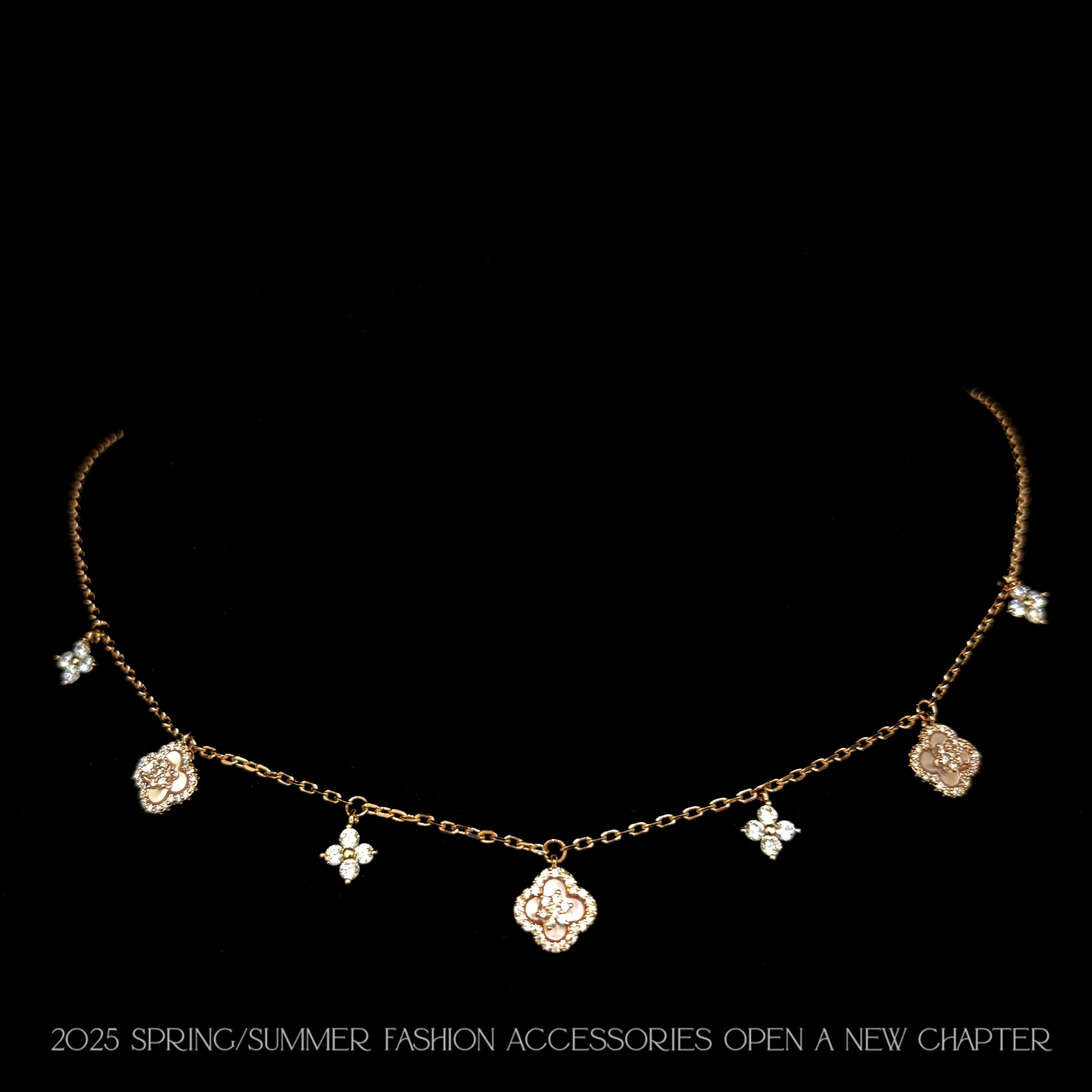 铜合金项链 镀K金 2025款C2352【四芒星叶】BOBAOLI 项链