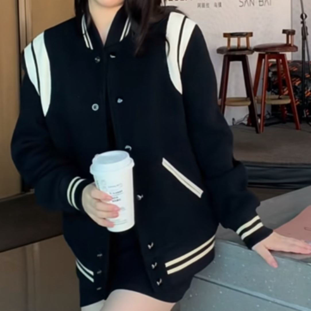 YSL圣罗兰黑白经典棒球服S码99新YSC0089