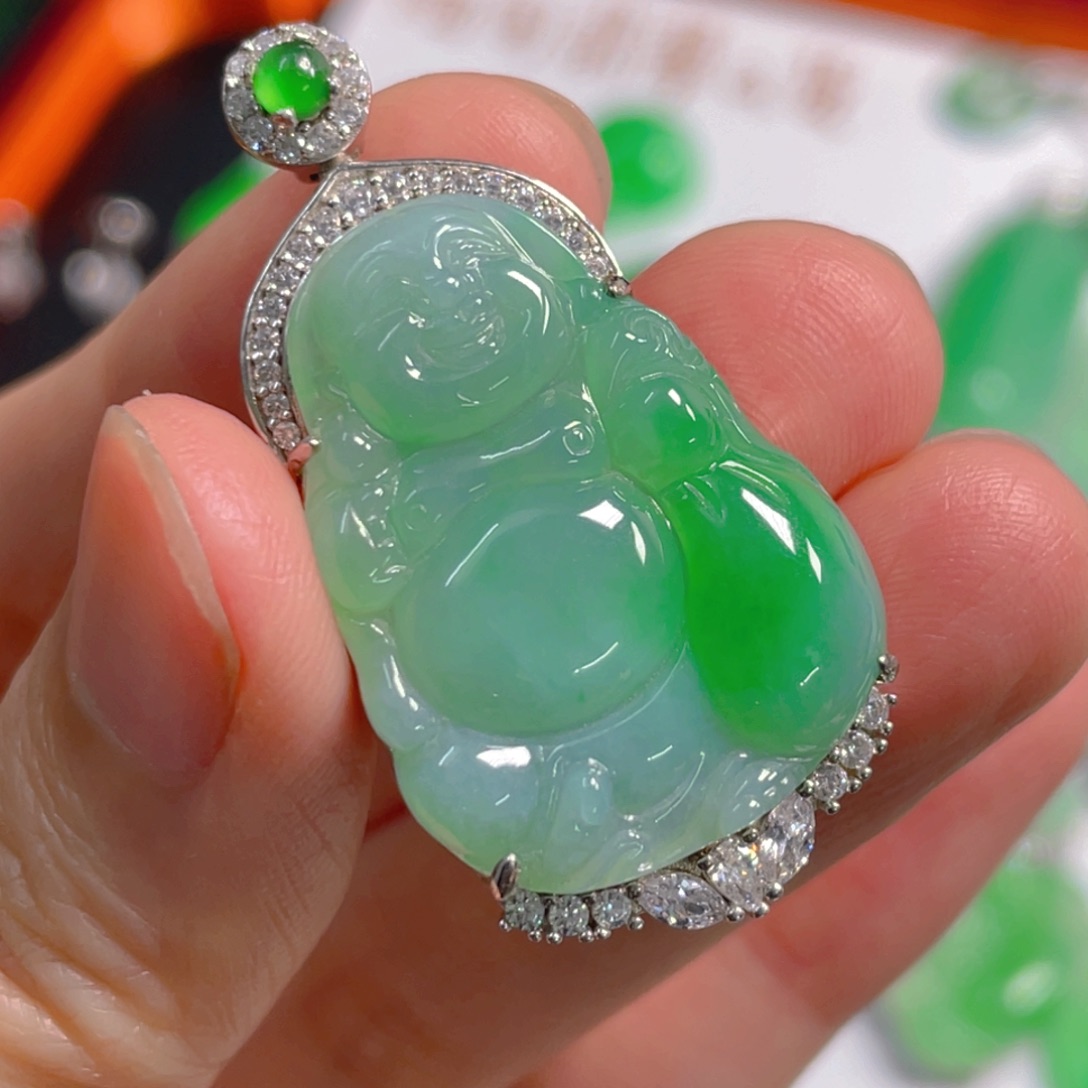 翡翠银S925镶嵌吊坠(不含链)