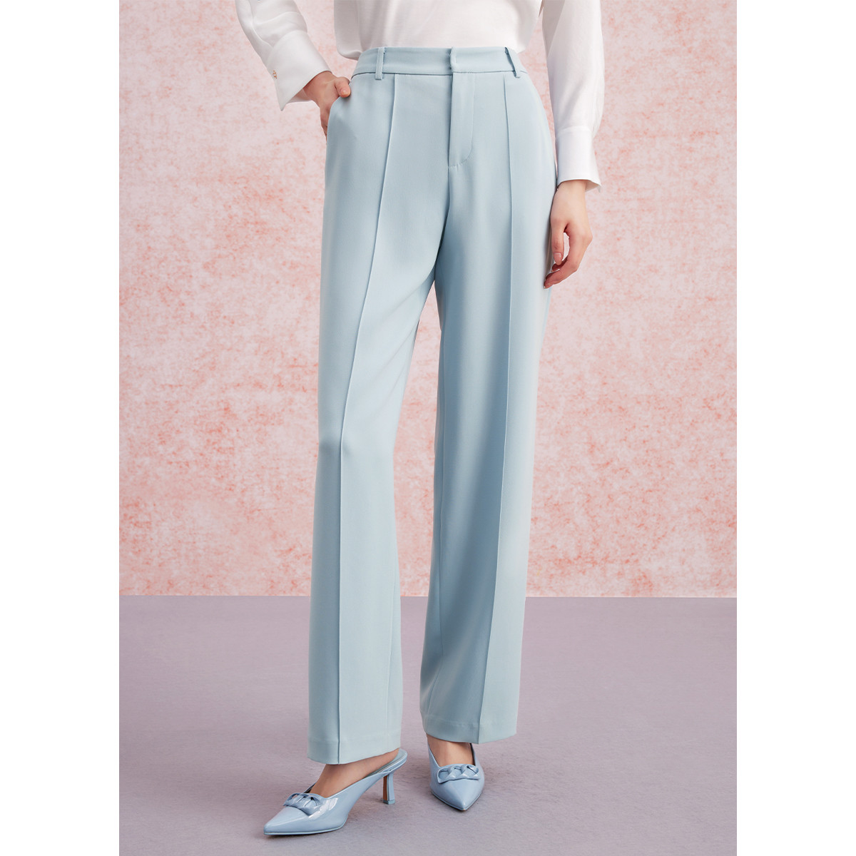 【小熊专属】舒适醋纤休闲裤直筒裤高腰纯色休闲裤M102303264