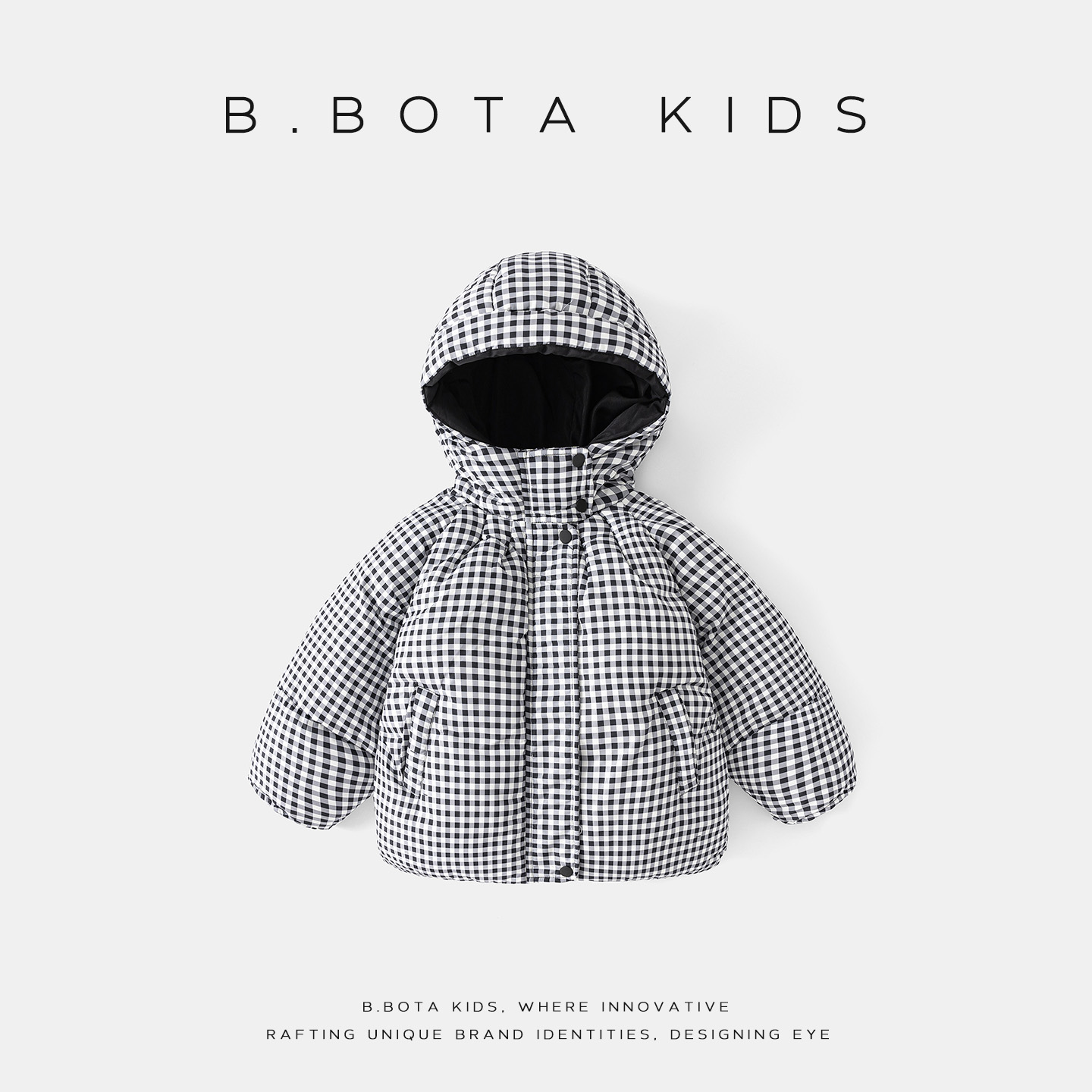 〖姐姐家〗2025冬款儿童格子带帽棉袄外套26826