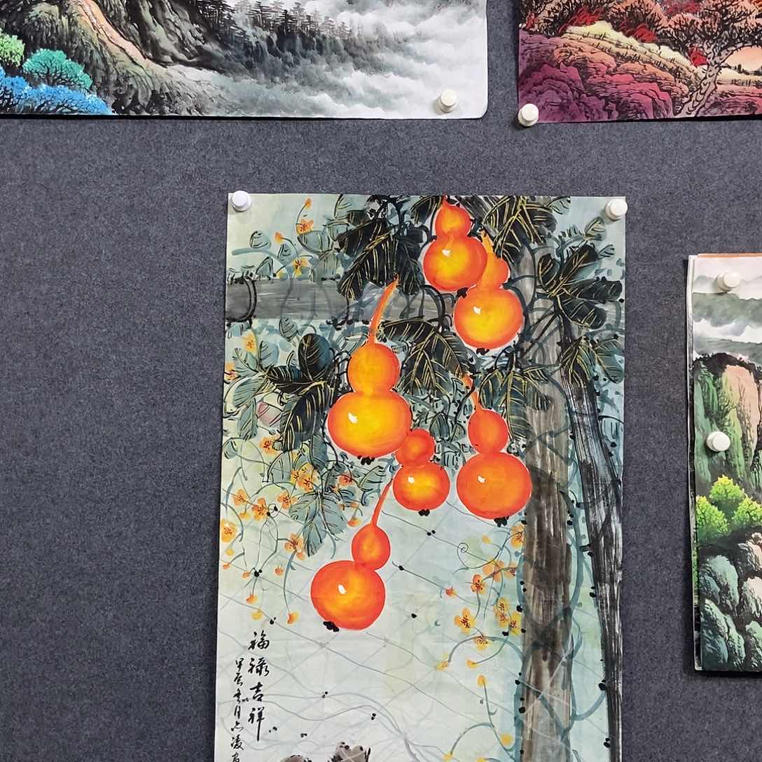 国画四尺葫芦一副