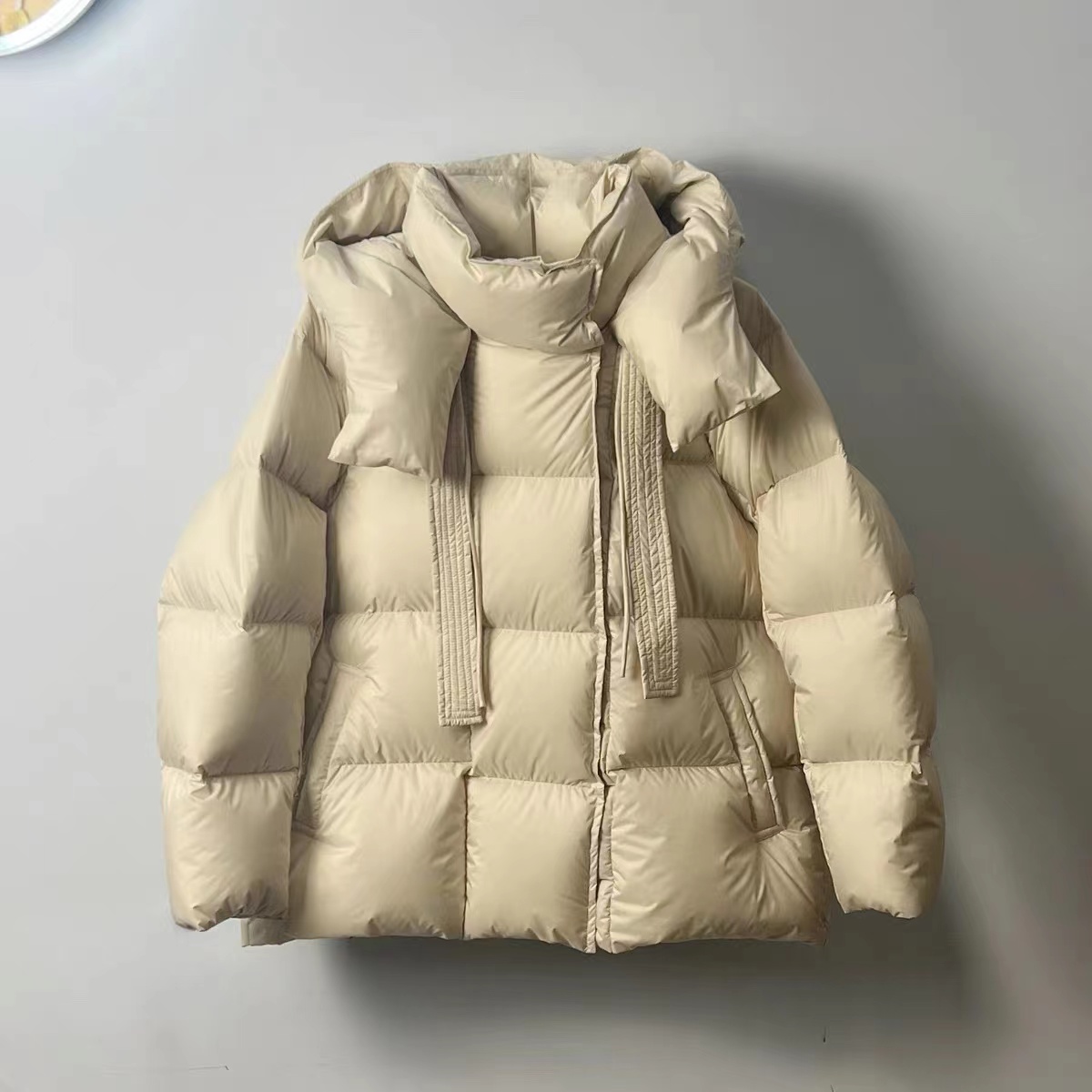 【东北鹅】冬季新款短款云朵绒零压感女戴帽白鹅绒外套