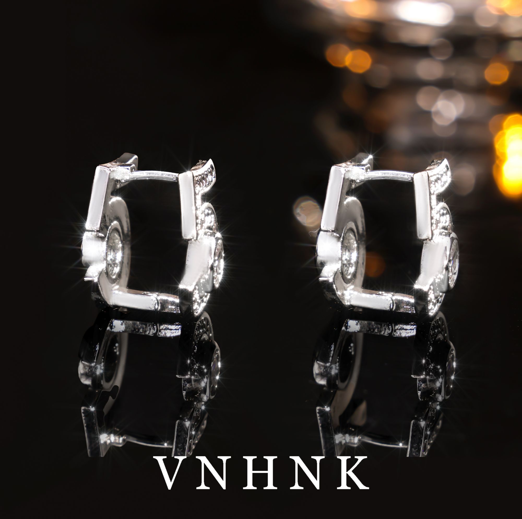 铜合金合成锆石耳饰 美可儿  R261  银色精致气质时尚耳环