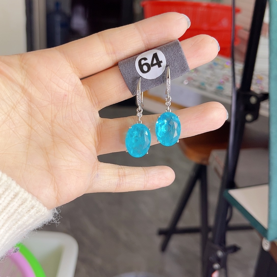 银S925镶嵌耳饰帕拉依巴碧玺