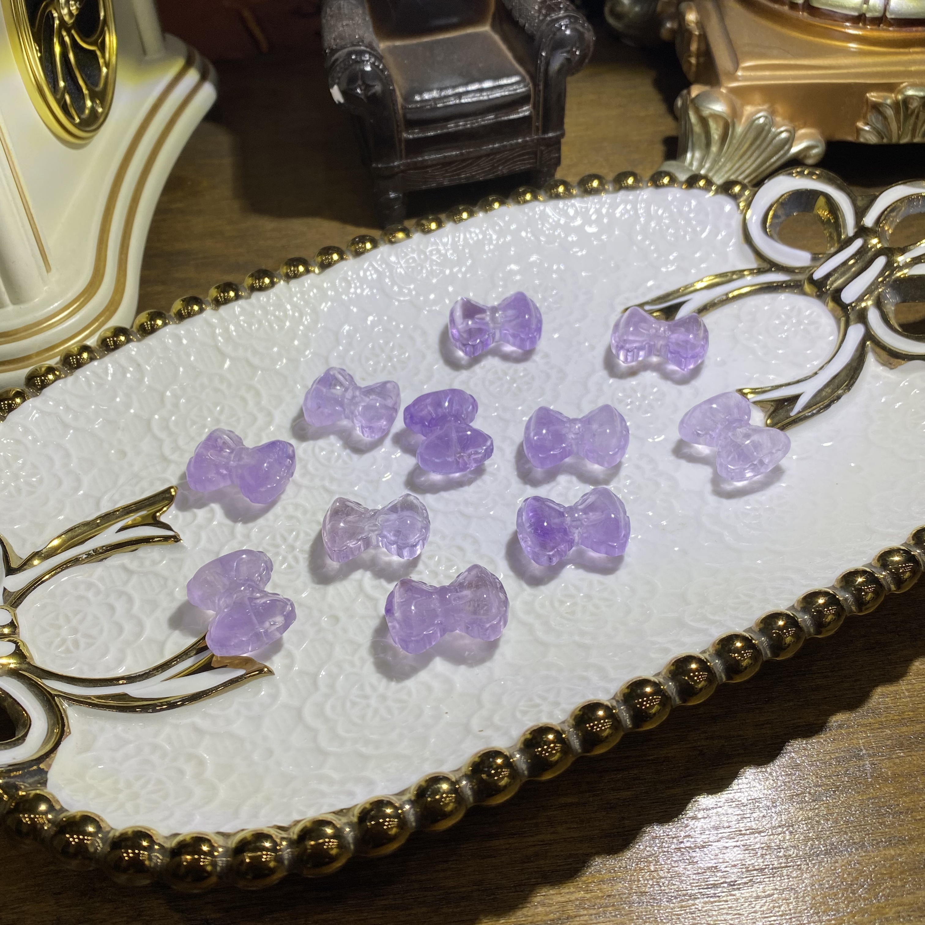 D302-天然高品质紫水晶蝴蝶结DIY手工配珠-多样性发其一