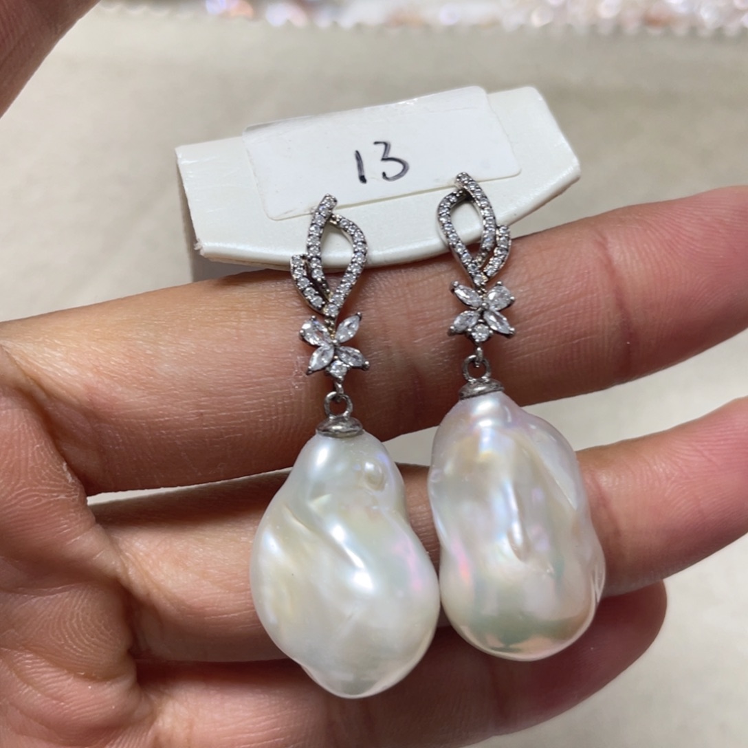 淡水珍珠耳饰银S925镶嵌