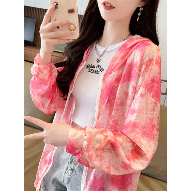 外搭小众晒衣女夏季韩版宽松冰丝薄款小个子晒服扎染外套潮