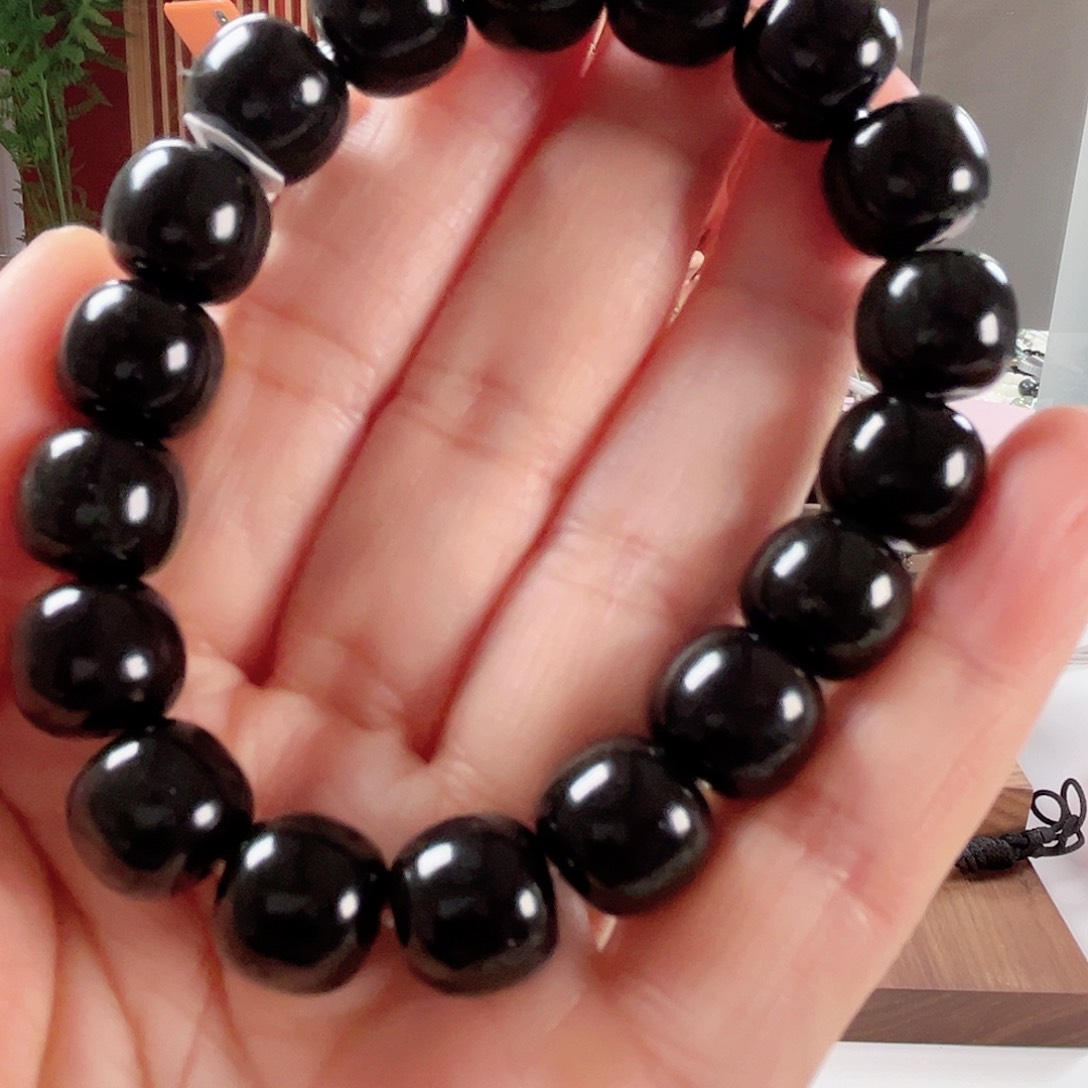 和田玉手链未镶嵌新疆和田玉墨玉老型11/12