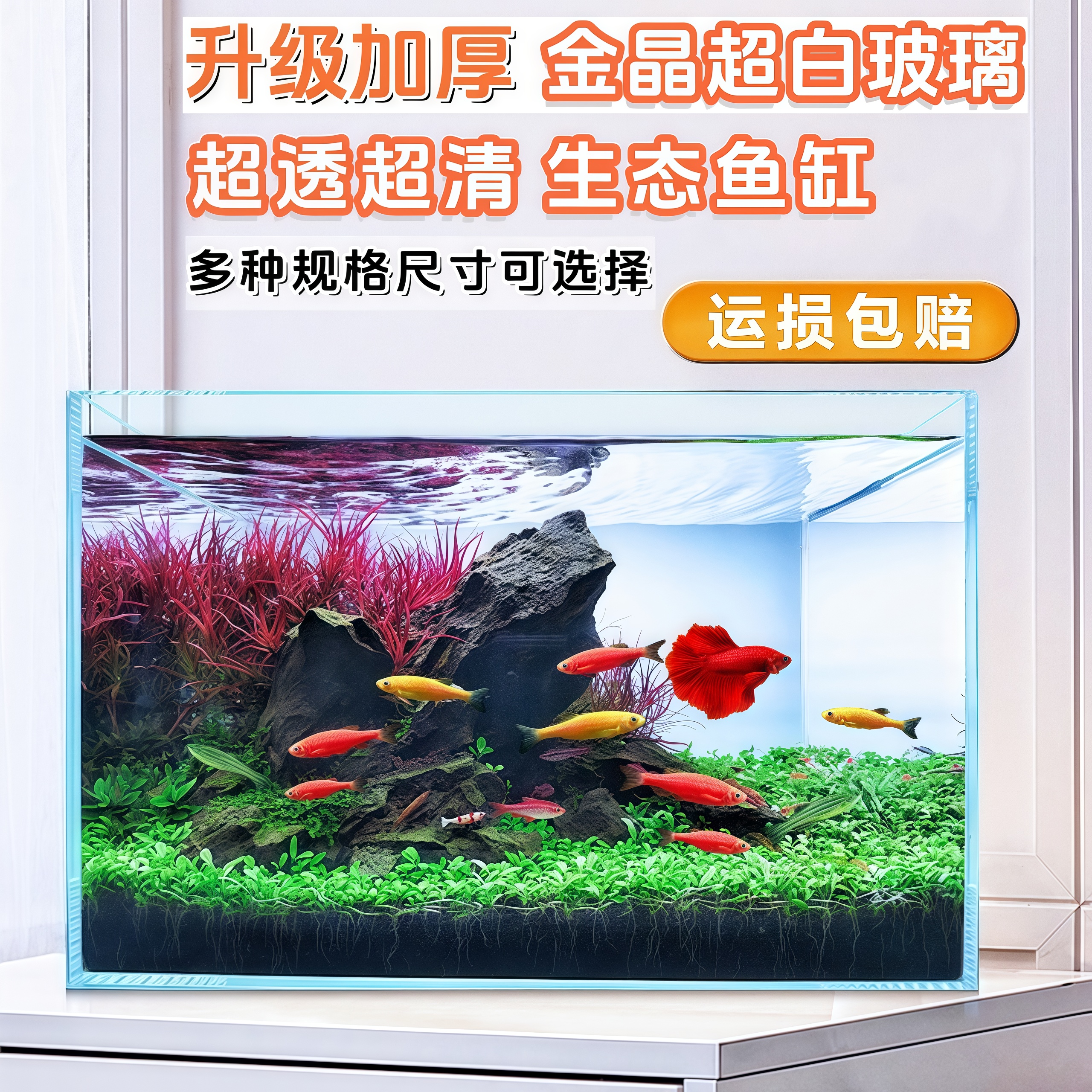 超白玻璃鱼缸小型家用生态鱼缸套餐客厅桌面金鱼缸懒人养鱼水草缸
